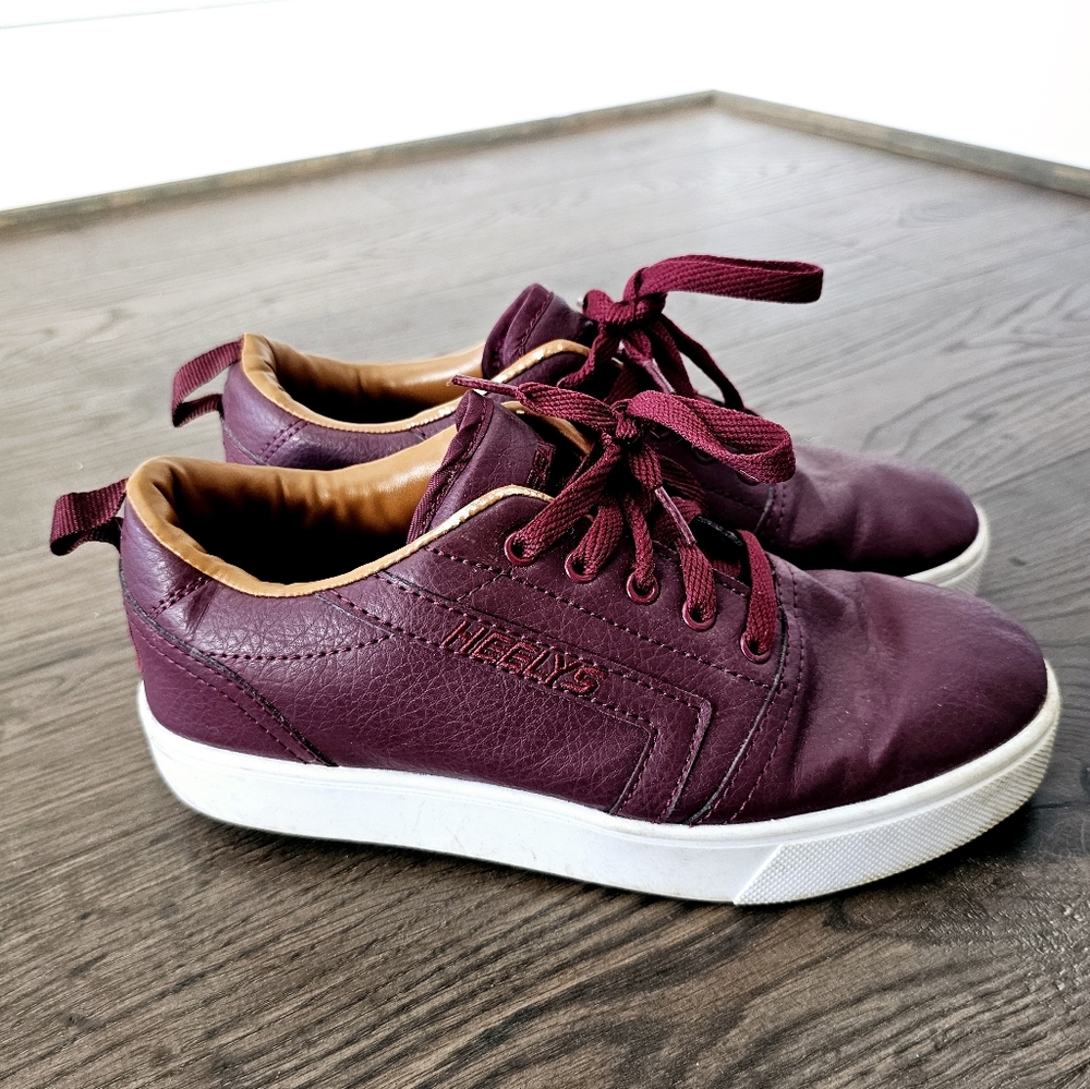 Heelys Burgundy Leather Sneakers With Wheels Sz 6